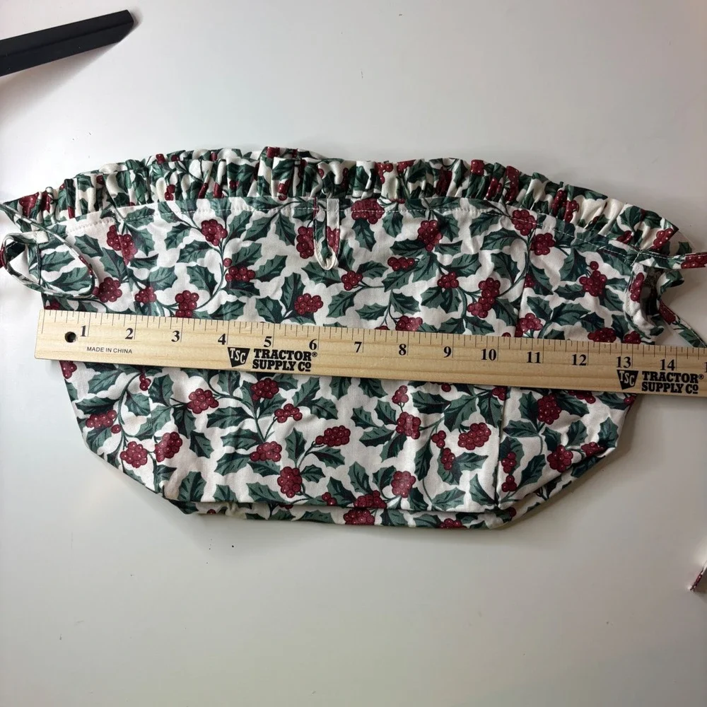 Longaberger Basket Liner Small Purse Traditional Holly Cream Red Green 208427
